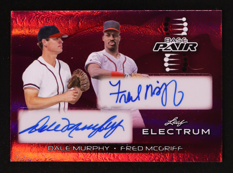 Dale Murphy / Fred McGriff 2024 Leaf Electrum Base Pair Autographs Spectrum Pink Holofoil #BP7 #07/10 at PristineAuction.com Dale Murphy / Fred McGriff 2024 Leaf Electrum Base Pair Autographs Spectrum Pink Holofoil #BP7 #07/10 at PristineAuction.com