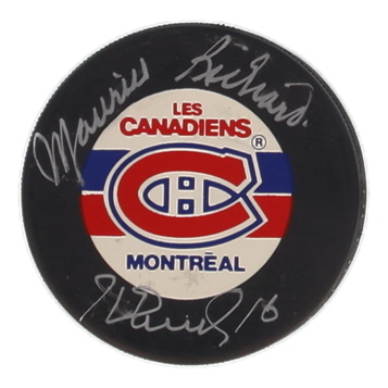 Maurice Richard & Henri Richard Signed Canadiens Logo Hockey Puck (Beckett) at PristineAuction.com Maurice Richard & Henri Richard Signed Canadiens Logo Hockey Puck (Beckett) at PristineAuction.com