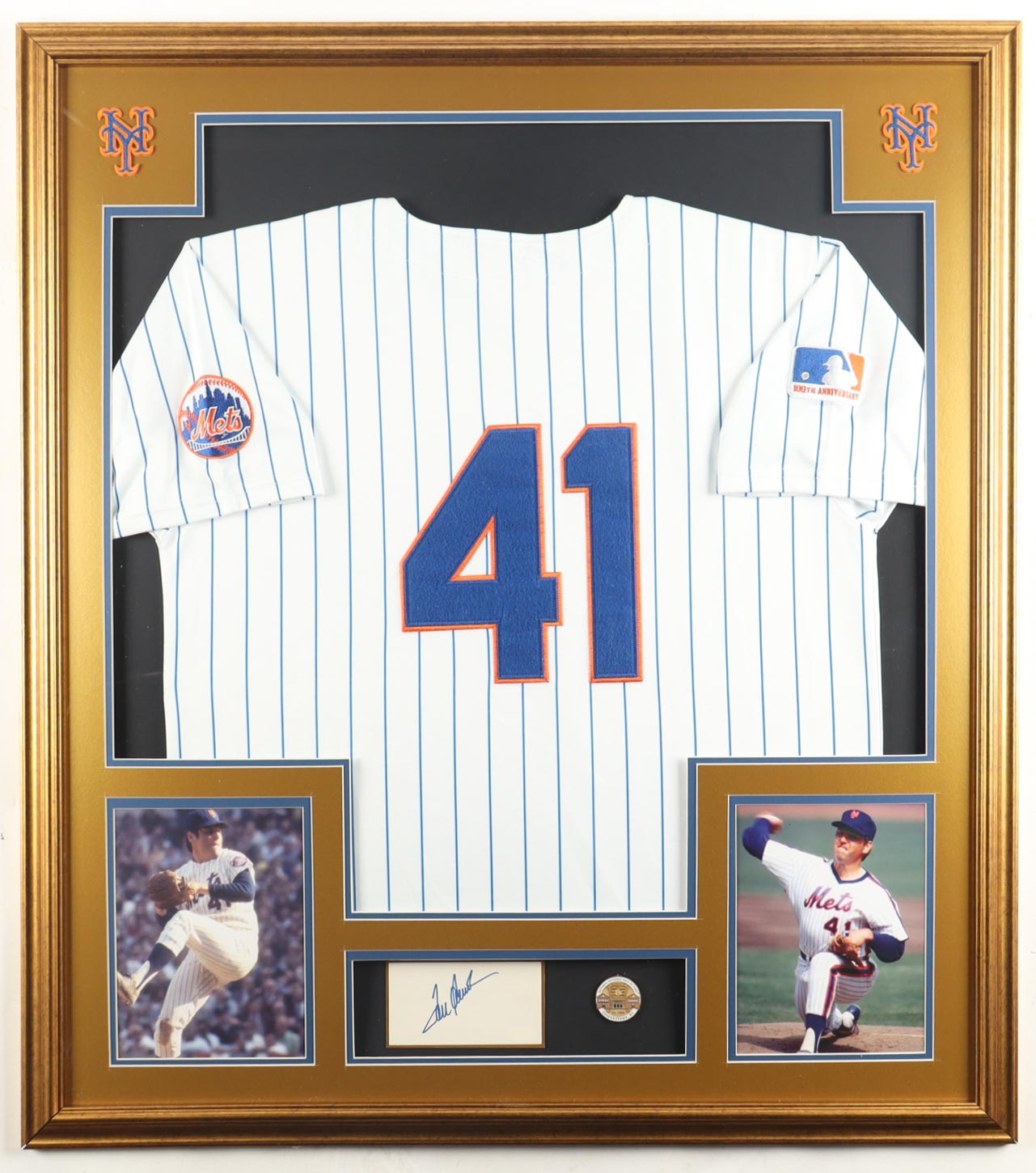 Tom Seaver Signed Custom Framed Cut Display with Jersey & Hall of Fame Induction Pin (Beckett & JSA) at PristineAuction.com Tom Seaver Signed Custom Framed Cut Display with Jersey & Hall of Fame Induction Pin (Beckett & JSA) at PristineAuction.com