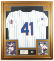 Tom Seaver Signed Custom Framed Cut Display with Jersey & Hall of Fame Induction Pin (Beckett & JSA) at PristineAuction.com