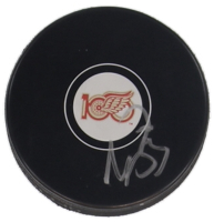 Moritz Seider Signed Red Wings Logo Hockey Puck (JSA) at PristineAuction.com