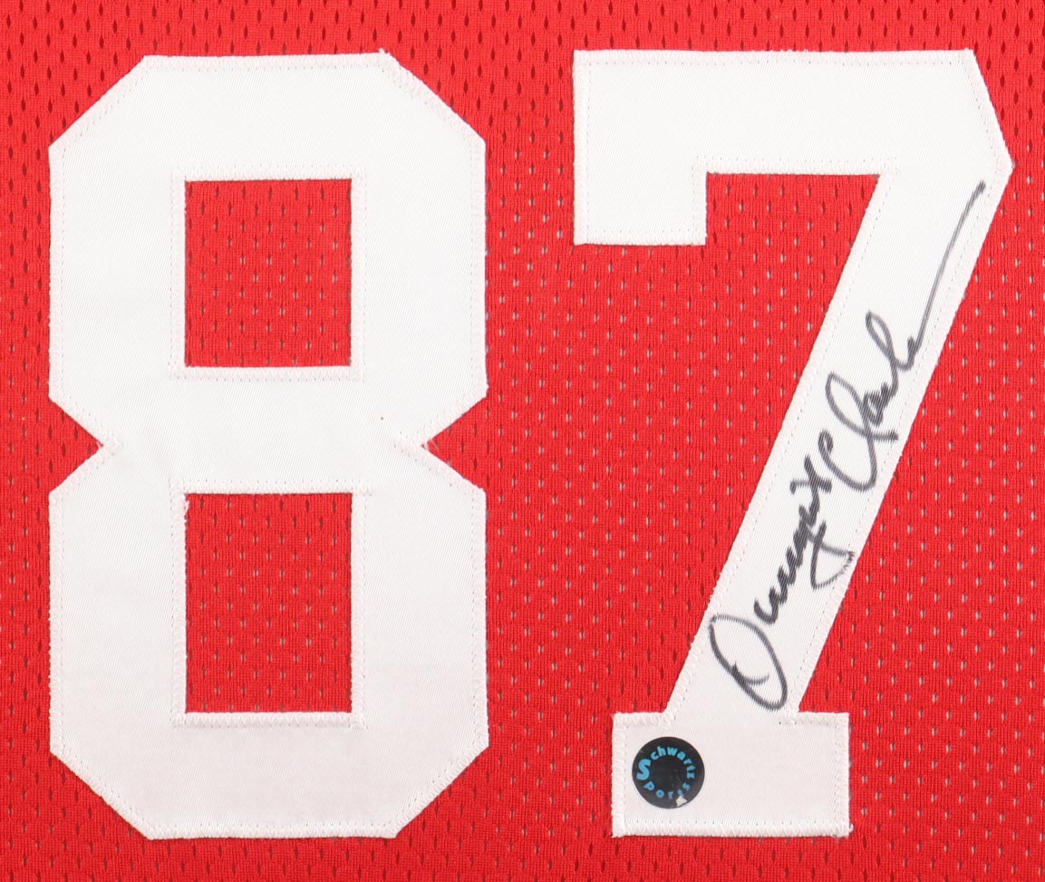 Joe Montana & Dwight Clark Signed Custom Framed Jersey Display (Beckett) at PristineAuction.com Joe Montana & Dwight Clark Signed Custom Framed Jersey Display (Beckett) at PristineAuction.com