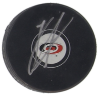 Logan Stankoven Signed Hurricanes Logo Hockey Puck (JSA) at PristineAuction.com