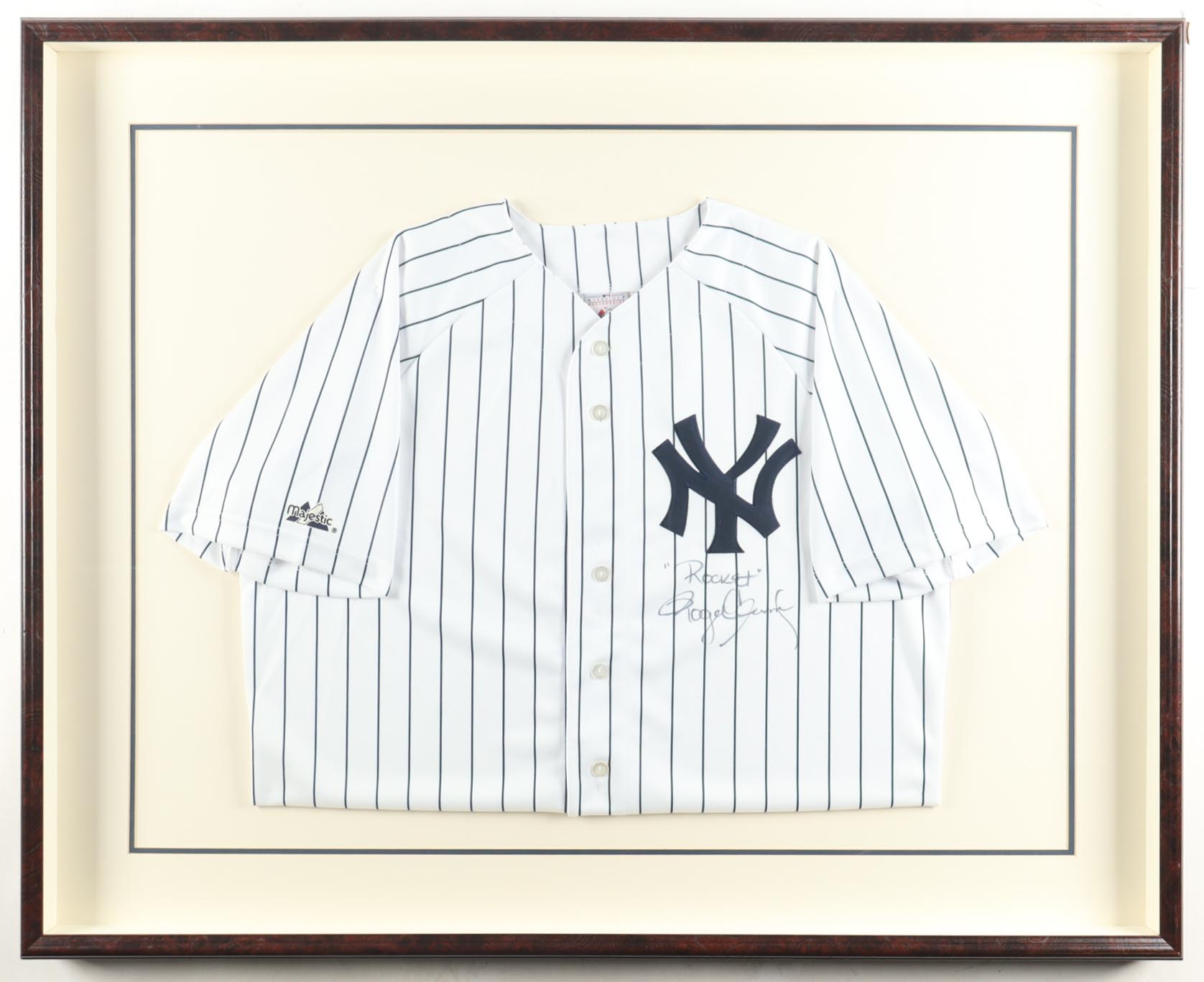 Roger Clemens Signed Custom Framed Jersey Display Inscribed "Rocket" (Beckett) at PristineAuction.com Roger Clemens Signed Custom Framed Jersey Display Inscribed "Rocket" (Beckett) at PristineAuction.com