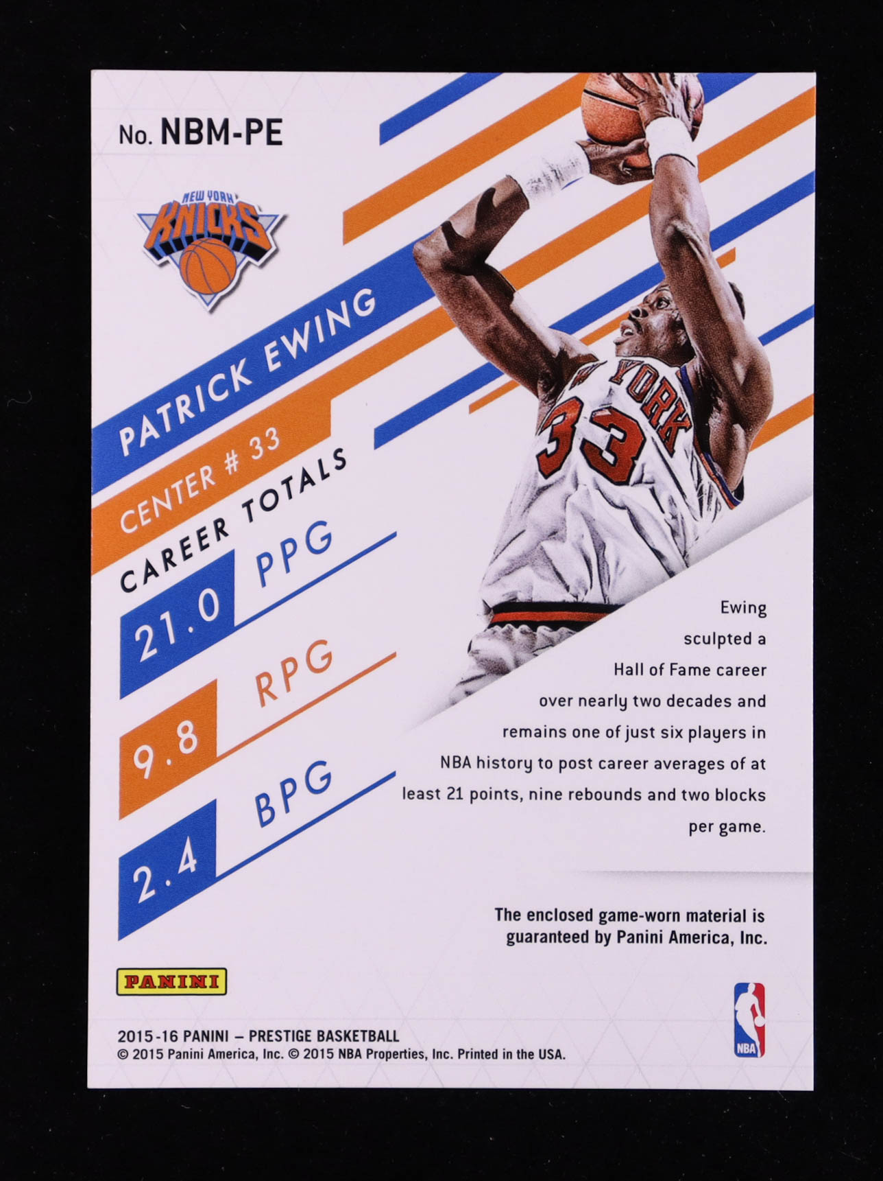 Patrick Ewing 2015-16 Prestige NBA Materials Prime #11 #02/25 at PristineAuction.com Patrick Ewing 2015-16 Prestige NBA Materials Prime #11 #02/25 at PristineAuction.com