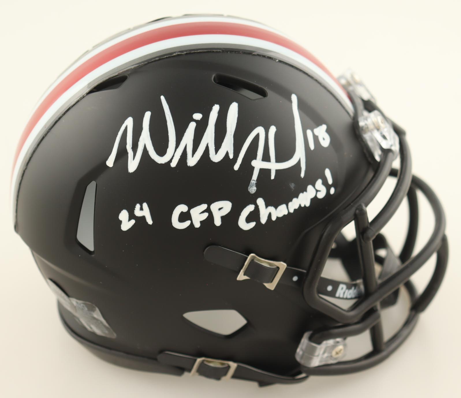 Will Howard Signed Ohio State Buckeyes Matte Black Speed Mini Helmet Inscribed "'24 CFP Champs!" (Authentic Ink) at PristineAuction.com Will Howard Signed Ohio State Buckeyes Matte Black Speed Mini Helmet Inscribed "'24 CFP Champs!" (Authentic Ink) at PristineAuction.com