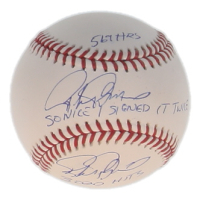 Rafael Palmeiro Twice-Signed OML Baseball Inscribed "569 HRs", "3020 Hits", & "So Nice I Signed It Twice" (Beckett) at PristineAuction.com