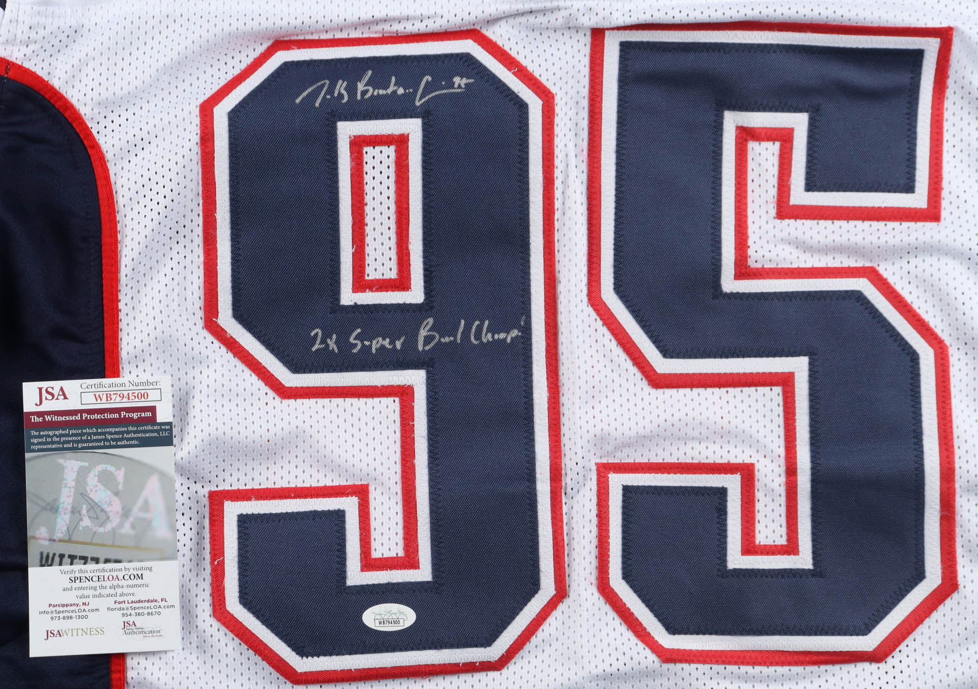 Tully Banta-Cain Signed Jersey Inscribed "2x Super Bowl Champ!" (JSA) at PristineAuction.com Tully Banta-Cain Signed Jersey Inscribed "2x Super Bowl Champ!" (JSA) at PristineAuction.com