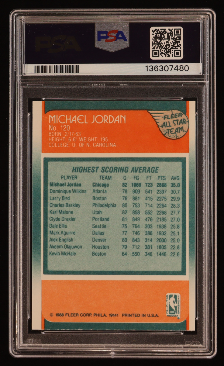 Michael Jordan 1988 Fleer All-Star #120 (PSA 8) at PristineAuction.com Michael Jordan 1988 Fleer All-Star #120 (PSA 8) at PristineAuction.com