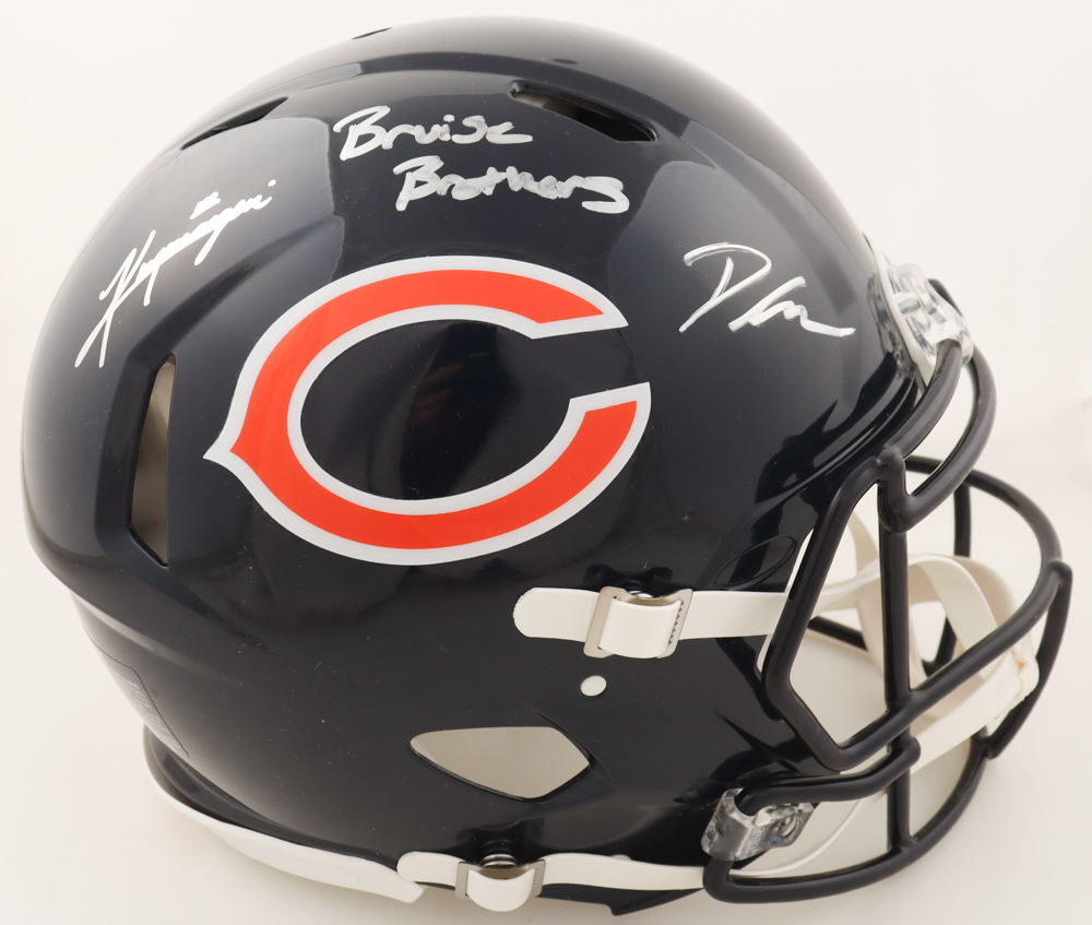 Kyle Monangai & D'Andre Swift Signed Bears Full-Size Authentic On-Field Speed Helmet Inscribed "Bruise Brothers" (JSA) at PristineAuction.com Kyle Monangai & D'Andre Swift Signed Bears Full-Size Authentic On-Field Speed Helmet Inscribed "Bruise Brothers" (JSA) at PristineAuction.com