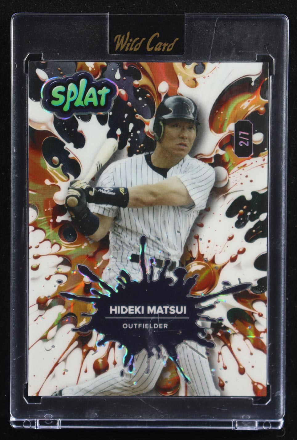 Hideki Matsui 2024 Wild Card Splat Background 2 Orange Lava #SBORA02-HM #2/7 at PristineAuction.com Hideki Matsui 2024 Wild Card Splat Background 2 Orange Lava #SBORA02-HM #2/7 at PristineAuction.com