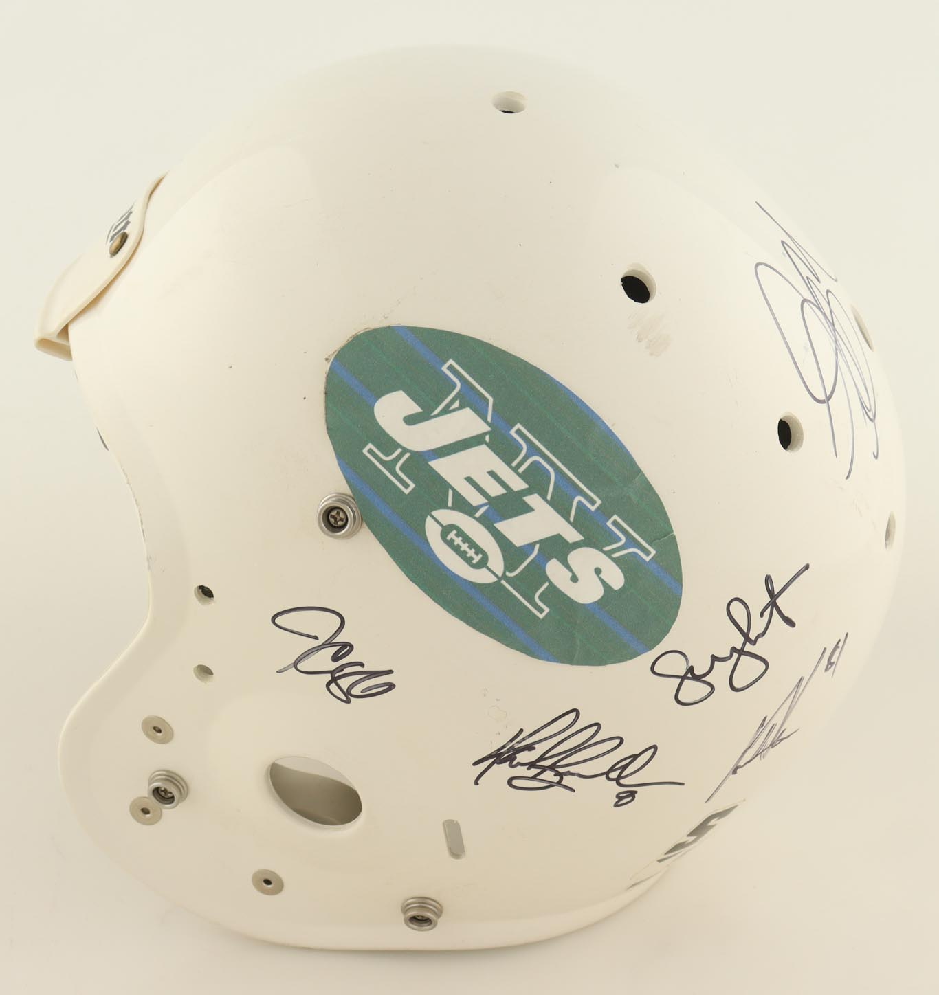 c. 2010 Jets Full-Sized Helmet Signed by (8) with Patrick Turner, Brad Smith, Randy Bullock, Jeff Cumberland (JSA) at PristineAuction.com c. 2010 Jets Full-Sized Helmet Signed by (8) with Patrick Turner, Brad Smith, Randy Bullock, Jeff Cumberland (JSA) at PristineAuction.com