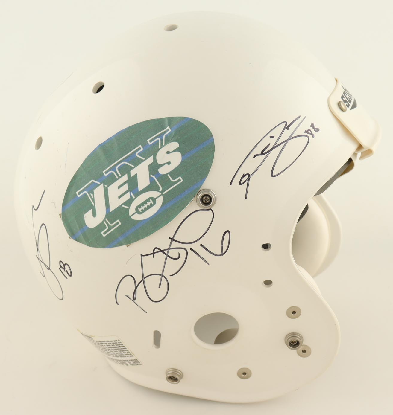 c. 2010 Jets Full-Sized Helmet Signed by (8) with Patrick Turner, Brad Smith, Randy Bullock, Jeff Cumberland (JSA) at PristineAuction.com c. 2010 Jets Full-Sized Helmet Signed by (8) with Patrick Turner, Brad Smith, Randy Bullock, Jeff Cumberland (JSA) at PristineAuction.com