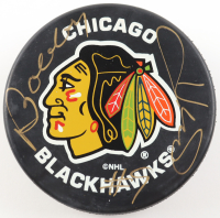 Bobby Hull Signed Blackhawks Logo Hockey Puck with Display Case (JSA & Mounted Memories) at PristineAuction.com