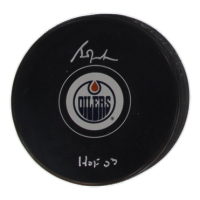 Grant Fuhr Signed Oilers Logo Hockey Puck Inscribed "HOF 03" (Schwartz) at PristineAuction.com