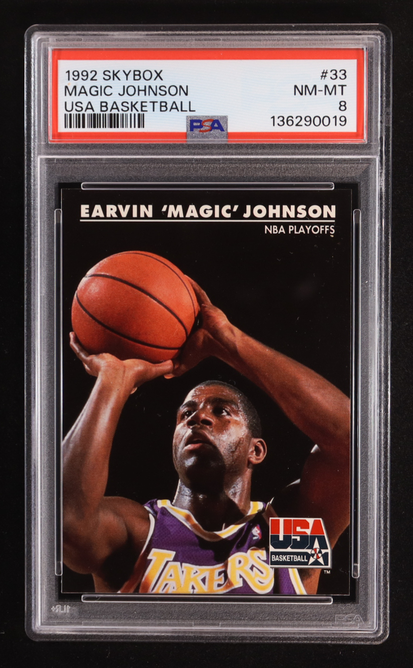 Magic Johnson 1992 SkyBox USA #33 / NBA Playoffs (PSA 8) at PristineAuction.com Magic Johnson 1992 SkyBox USA #33 / NBA Playoffs (PSA 8) at PristineAuction.com