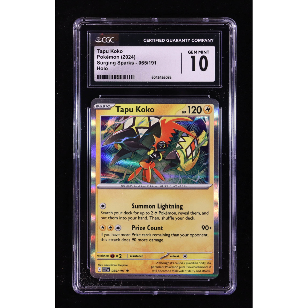 Tapu Koko 2024 Pokemon TCG Scarlet & Violet Surging Sparks #065 HOLO (CGC 10) at PristineAuction.com