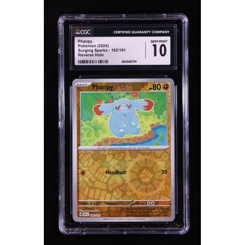 Phanpy 2024 Pokemon TCG Scarlet & Violet Surging Sparks #102 REVERSE HOLO (CGC 10) at PristineAuction.com