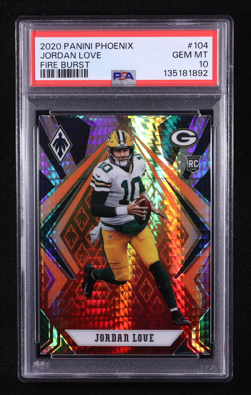 Jordan Love 2020 Panini Phoenix Fire Burst #104 RC (PSA 10) at PristineAuction.com Jordan Love 2020 Panini Phoenix Fire Burst #104 RC (PSA 10) at PristineAuction.com
