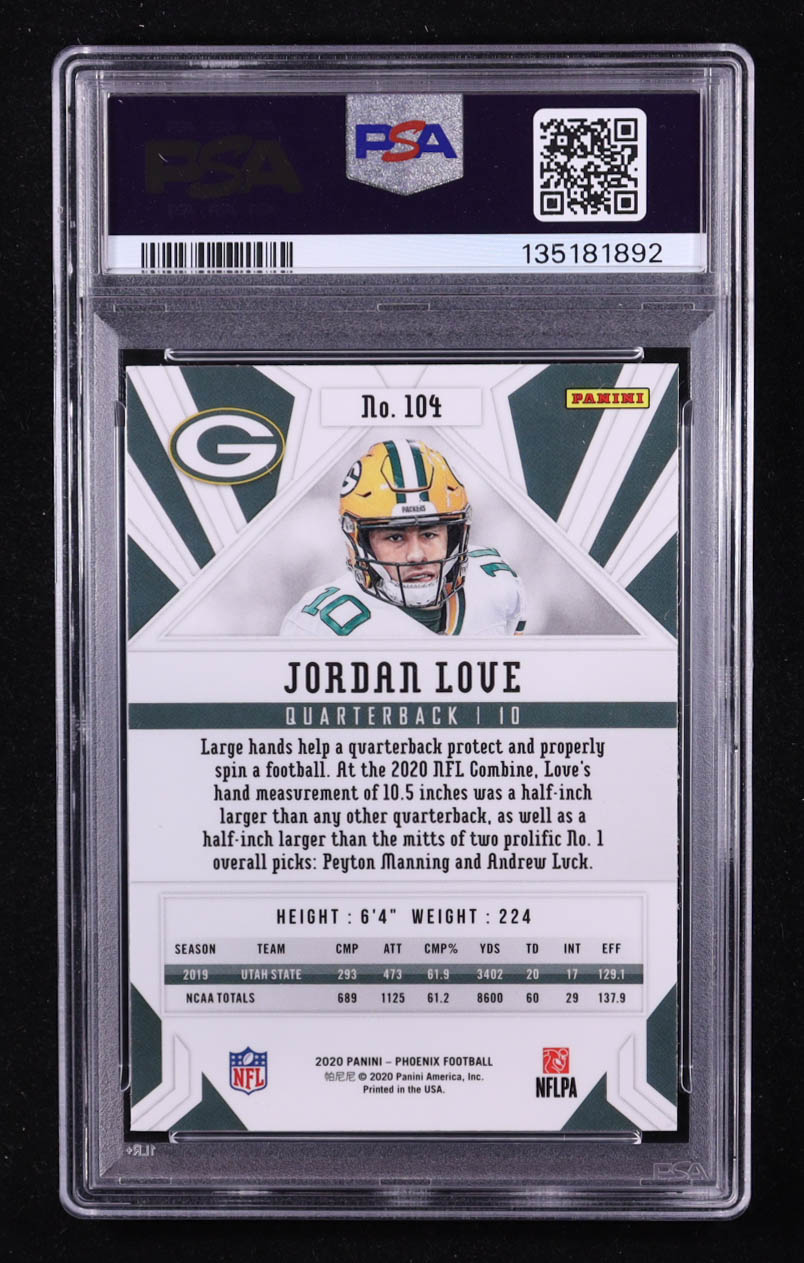 Jordan Love 2020 Panini Phoenix Fire Burst #104 RC (PSA 10) at PristineAuction.com Jordan Love 2020 Panini Phoenix Fire Burst #104 RC (PSA 10) at PristineAuction.com