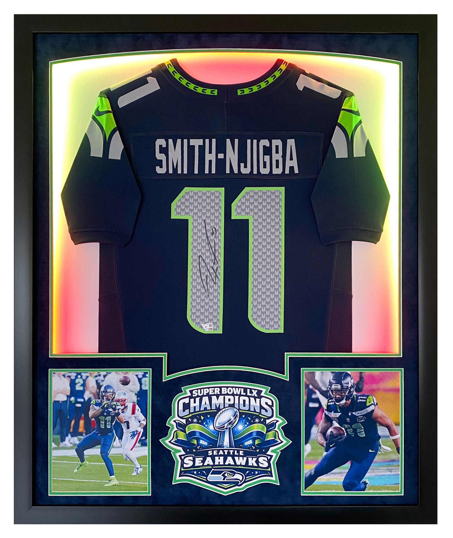 Jaxon Smith-Njigba Signed Seahawks Super Bowl Champs Custom Framed Jersey Display with LED Lights (Fanatics) at PristineAuction.com Jaxon Smith-Njigba Signed Seahawks Super Bowl Champs Custom Framed Jersey Display with LED Lights (Fanatics) at PristineAuction.com