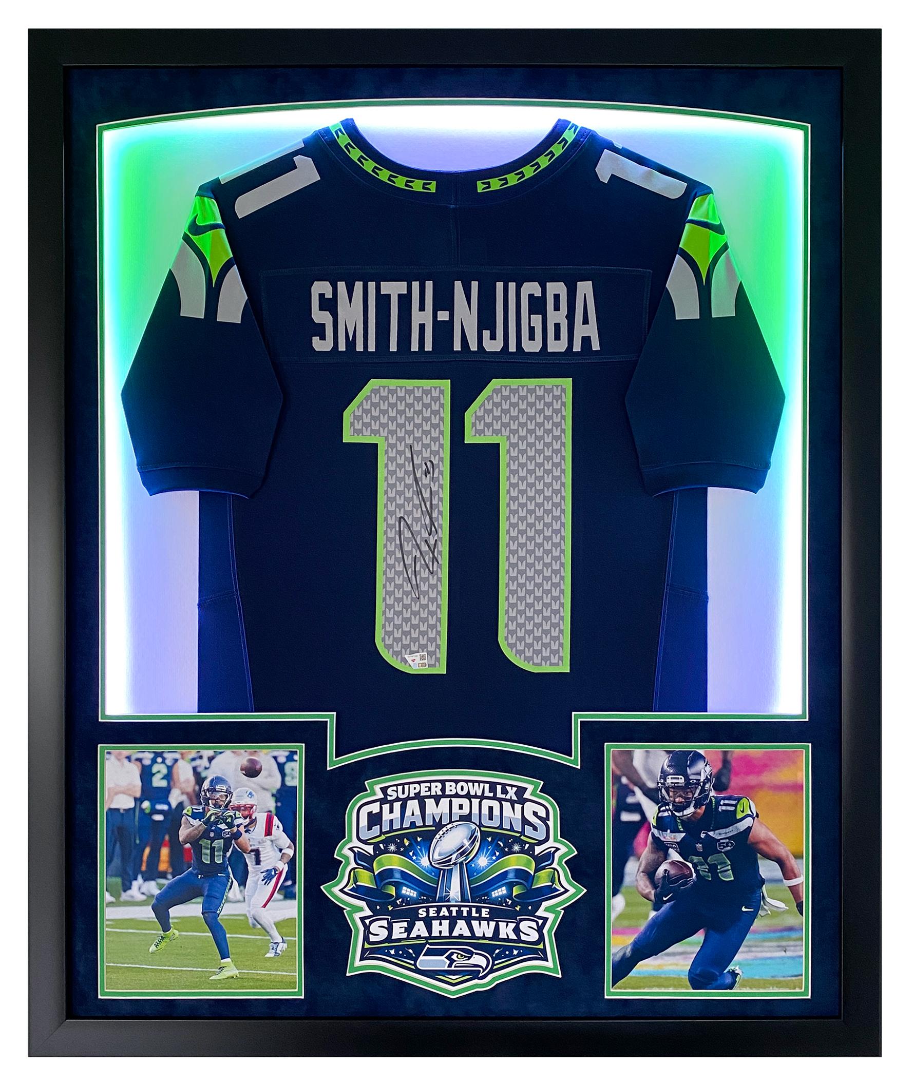 Jaxon Smith-Njigba Signed Seahawks Super Bowl Champs Custom Framed Jersey Display with LED Lights (Fanatics) at PristineAuction.com Jaxon Smith-Njigba Signed Seahawks Super Bowl Champs Custom Framed Jersey Display with LED Lights (Fanatics) at PristineAuction.com