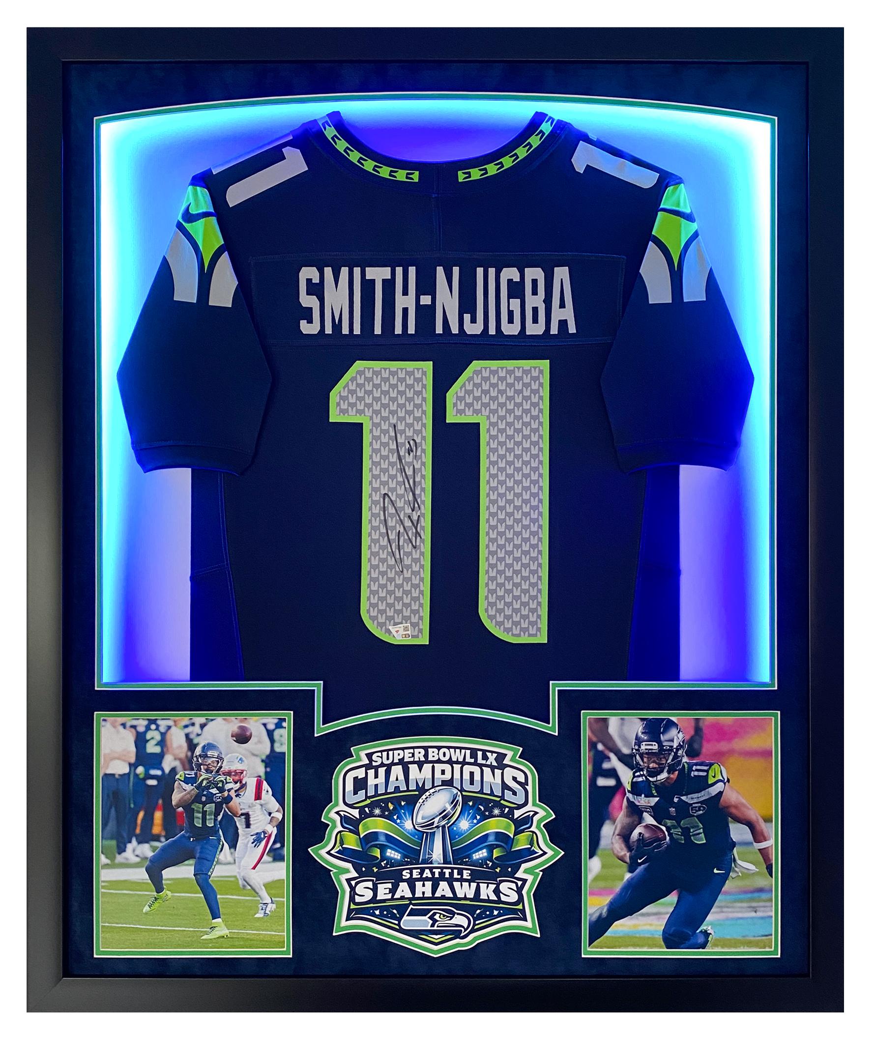 Jaxon Smith-Njigba Signed Seahawks Super Bowl Champs Custom Framed Jersey Display with LED Lights (Fanatics) at PristineAuction.com Jaxon Smith-Njigba Signed Seahawks Super Bowl Champs Custom Framed Jersey Display with LED Lights (Fanatics) at PristineAuction.com