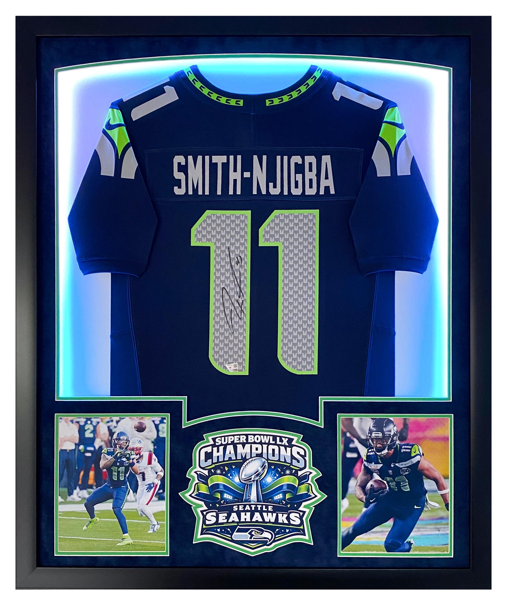 Jaxon Smith-Njigba Signed Seahawks Super Bowl Champs Custom Framed Jersey Display with LED Lights (Fanatics) at PristineAuction.com Jaxon Smith-Njigba Signed Seahawks Super Bowl Champs Custom Framed Jersey Display with LED Lights (Fanatics) at PristineAuction.com