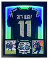 Jaxon Smith-Njigba Signed Seahawks Super Bowl Champs Custom Framed Jersey Display with LED Lights (Fanatics) at PristineAuction.com