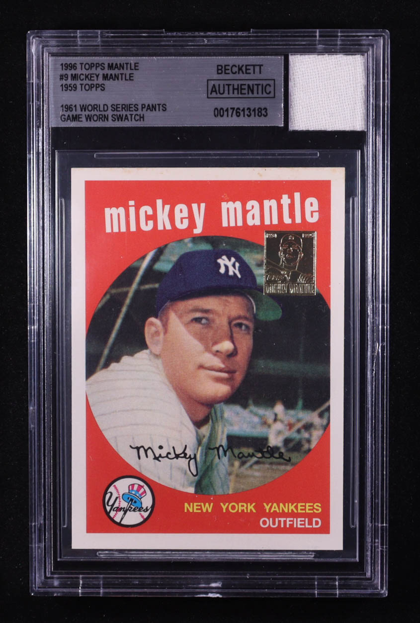 Mickey Mantle 1996 Topps Mantle Case #9 / 1959 Topps with Game-Worn Pants Piece (BGS) at PristineAuction.com Mickey Mantle 1996 Topps Mantle Case #9 / 1959 Topps with Game-Worn Pants Piece (BGS) at PristineAuction.com