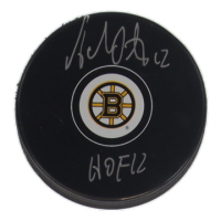 Adam Oates Signed Bruins Logo Hockey Puck Inscribed "HOF 12" (Schwartz) at PristineAuction.com