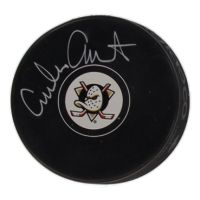 Emilio Estevez Signed "The Mighty Ducks" Team Logo Hockey Puck (Schwartz) at PristineAuction.com