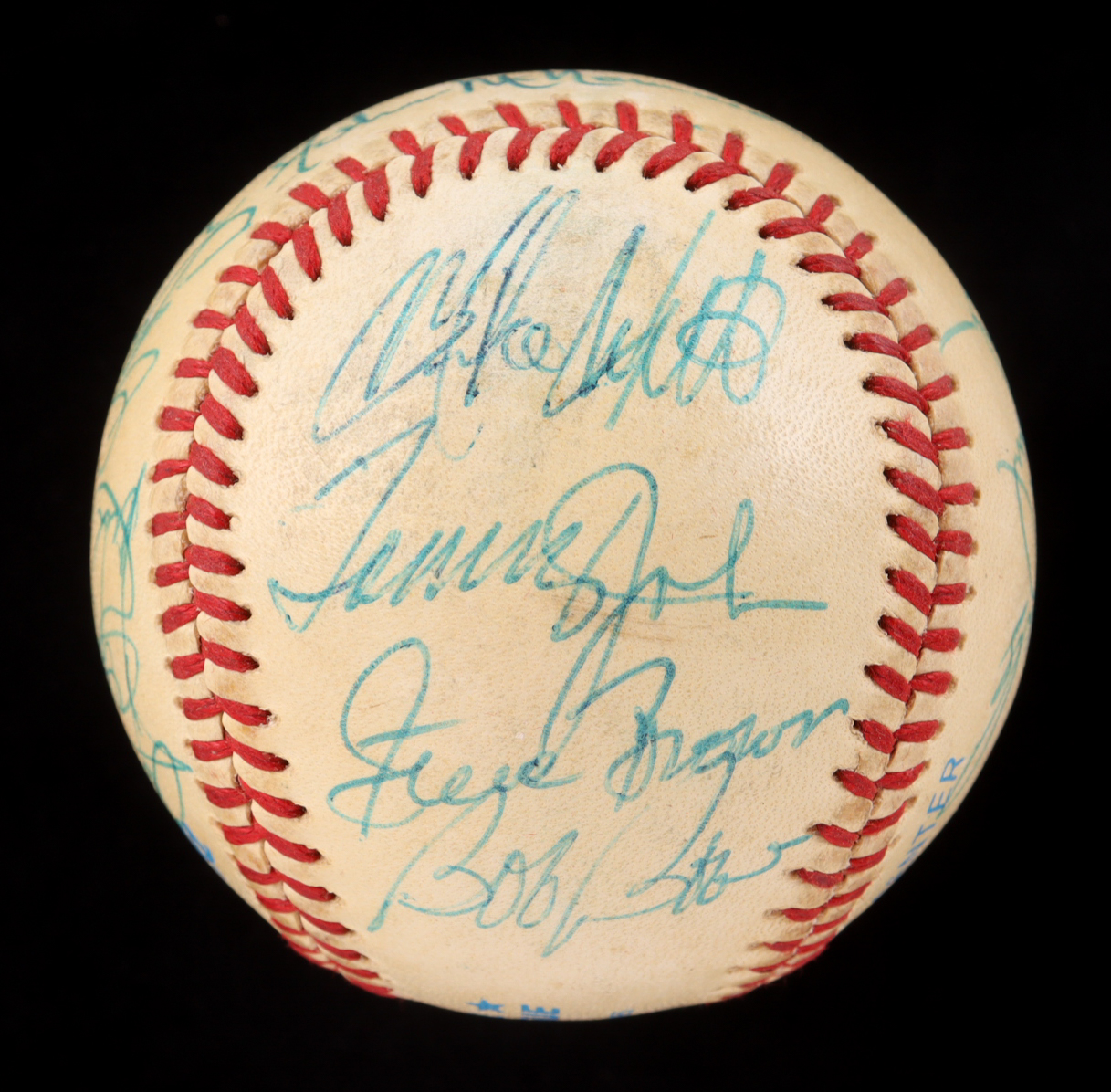 1983 Angels OAL Baseball Team-Signed by (19) with John McNamara, Tommy John, Bob Boone, Steve Brown (Beckett) at PristineAuction.com 1983 Angels OAL Baseball Team-Signed by (19) with John McNamara, Tommy John, Bob Boone, Steve Brown (Beckett) at PristineAuction.com