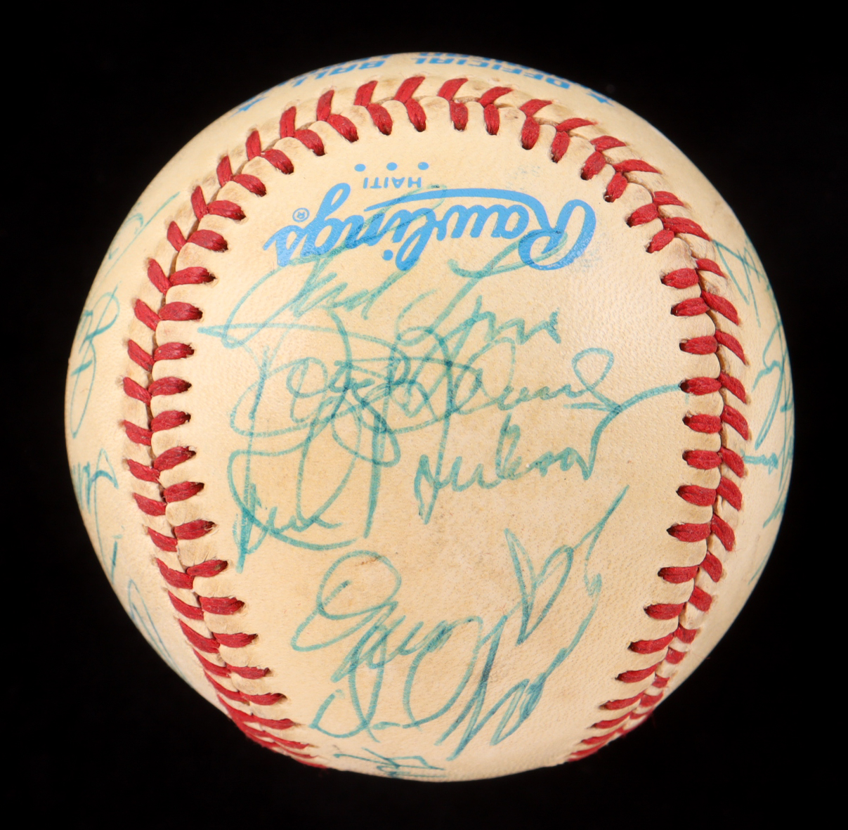 1983 Angels OAL Baseball Team-Signed by (19) with John McNamara, Tommy John, Bob Boone, Steve Brown (Beckett) at PristineAuction.com 1983 Angels OAL Baseball Team-Signed by (19) with John McNamara, Tommy John, Bob Boone, Steve Brown (Beckett) at PristineAuction.com