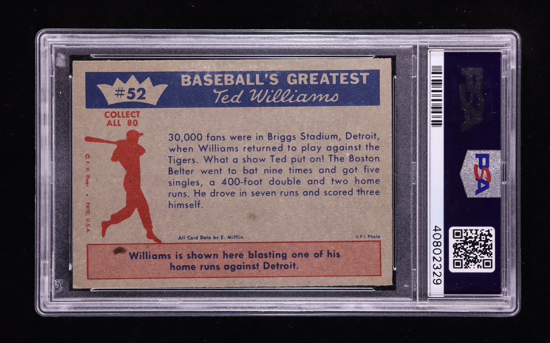 Ted's Comeback 1959 Fleer Ted Williams #52 (PSA 7) at PristineAuction.com Ted's Comeback 1959 Fleer Ted Williams #52 (PSA 7) at PristineAuction.com