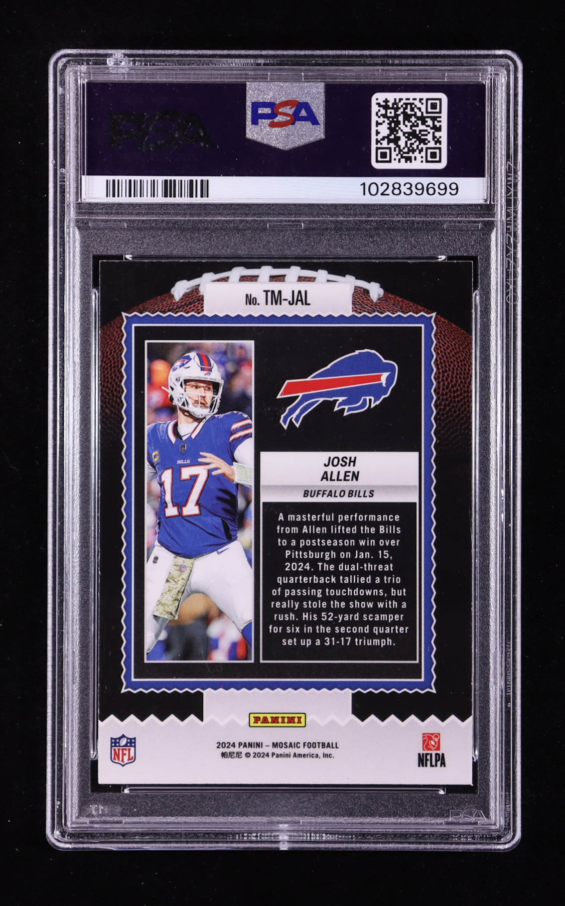 Josh Allen 2024 Panini Mosaic Touchdown Masters #7 (PSA 10) at PristineAuction.com Josh Allen 2024 Panini Mosaic Touchdown Masters #7 (PSA 10) at PristineAuction.com