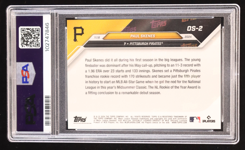 Paul Skenes 2024 Topps Now Offseason #OS2 RC (PSA 10) at PristineAuction.com Paul Skenes 2024 Topps Now Offseason #OS2 RC (PSA 10) at PristineAuction.com