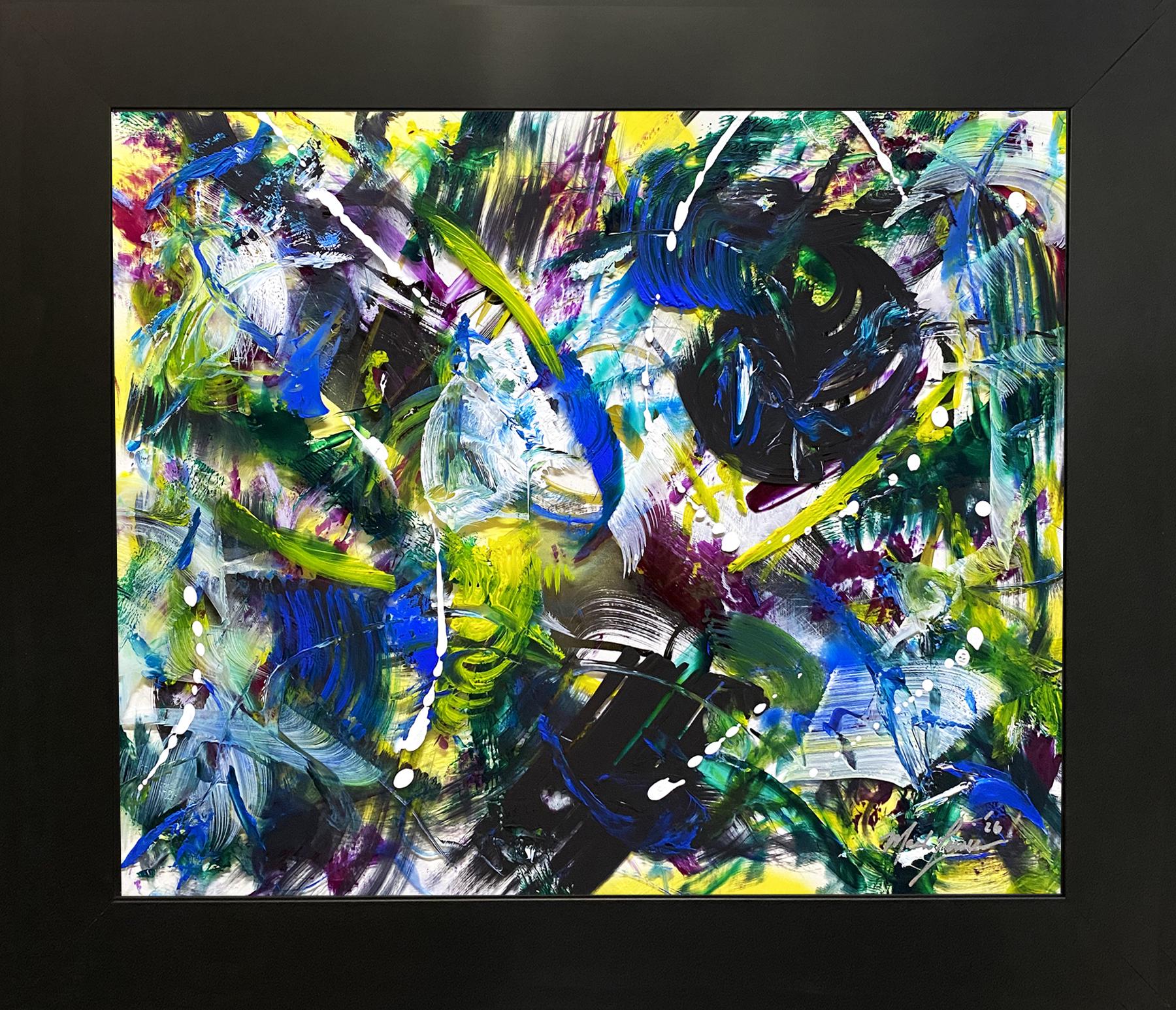 Mark Lewis Original Custom Framed Abstract Painting On Glass 010-26 (Lewis) at PristineAuction.com Mark Lewis Original Custom Framed Abstract Painting On Glass 010-26 (Lewis) at PristineAuction.com