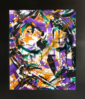 Mark Lewis Original Custom Framed Abstract Painting On Glass 011-26(Lewis) at PristineAuction.com