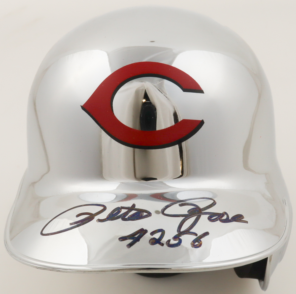 Pete Rose Signed Reds Batting Mini Helmet Inscribed "4256" (Rose) at PristineAuction.com Pete Rose Signed Reds Batting Mini Helmet Inscribed "4256" (Rose) at PristineAuction.com
