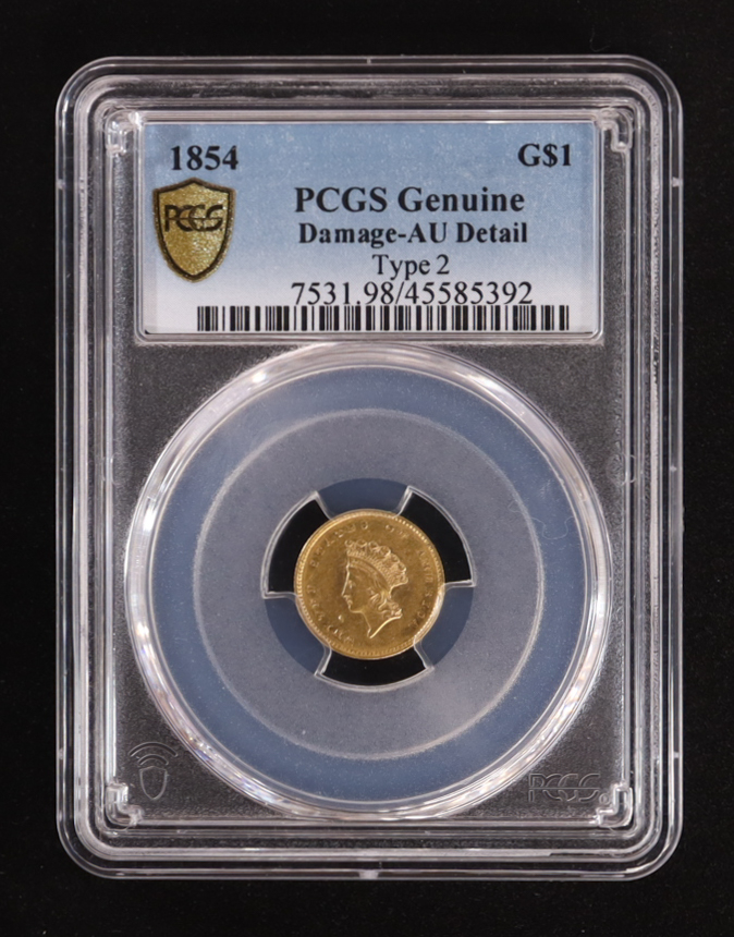 1854 Indian Princess Gold Dollar Type 2 (PCGS Genuine) at PristineAuction.com 1854 Indian Princess Gold Dollar Type 2 (PCGS Genuine) at PristineAuction.com