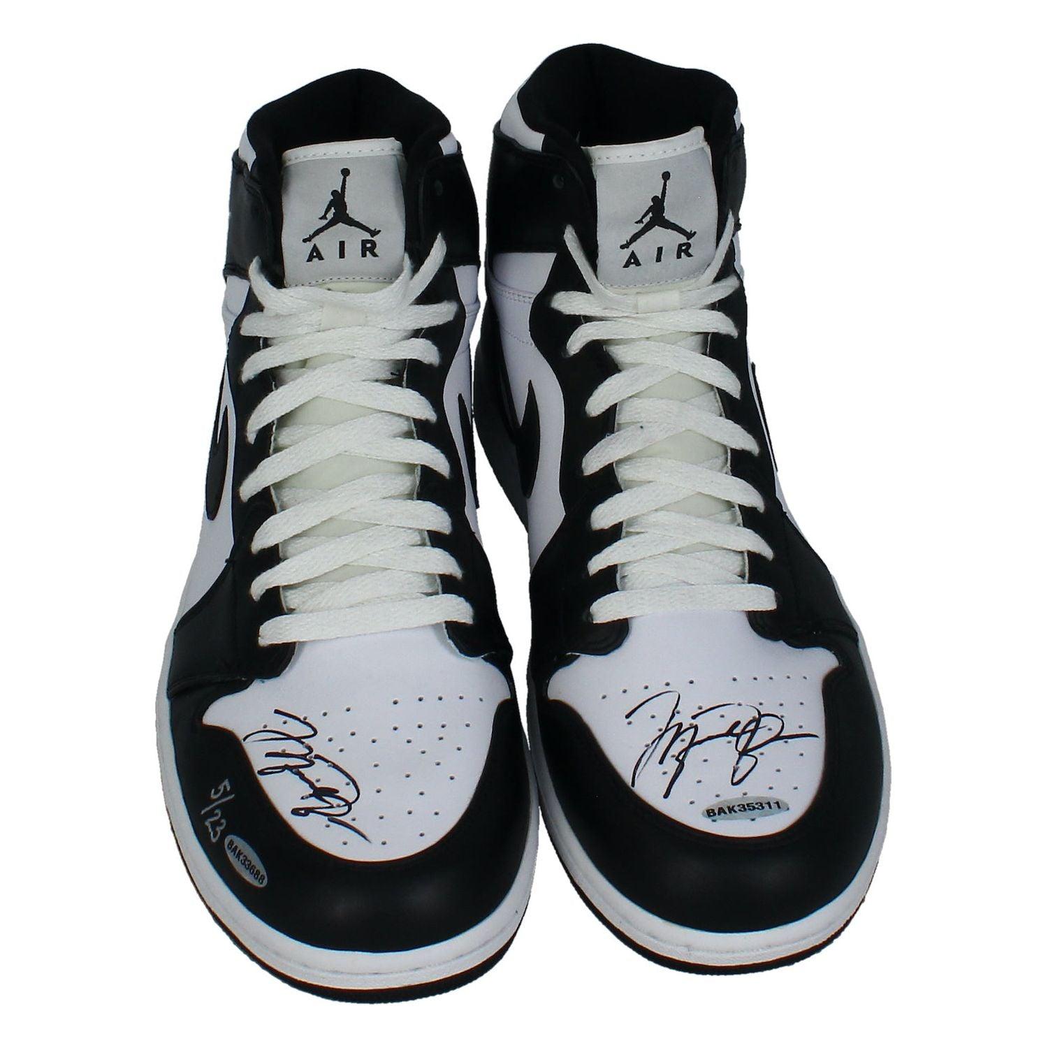 Michael Jordan Signed LE Pair of Legacy Edition 1's & 22's Basketball Shoes (UDA & GOAT) at PristineAuction.com Michael Jordan Signed LE Pair of Legacy Edition 1's & 22's Basketball Shoes (UDA & GOAT) at PristineAuction.com