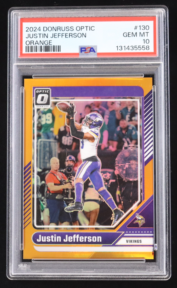 Justin Jefferson 2024 Panini Donruss Optic Orange #130 #006/249 (PSA 10) at PristineAuction.com Justin Jefferson 2024 Panini Donruss Optic Orange #130 #006/249 (PSA 10) at PristineAuction.com