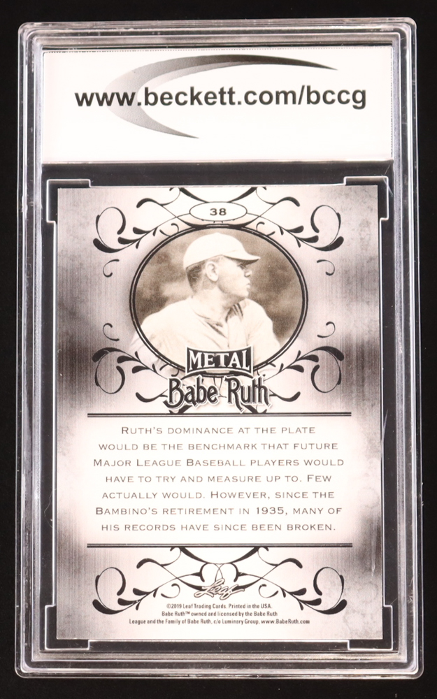 Babe Ruth 2019 Leaf Metal Babe Ruth Collection #38 (BCCG 10) at PristineAuction.com Babe Ruth 2019 Leaf Metal Babe Ruth Collection #38 (BCCG 10) at PristineAuction.com