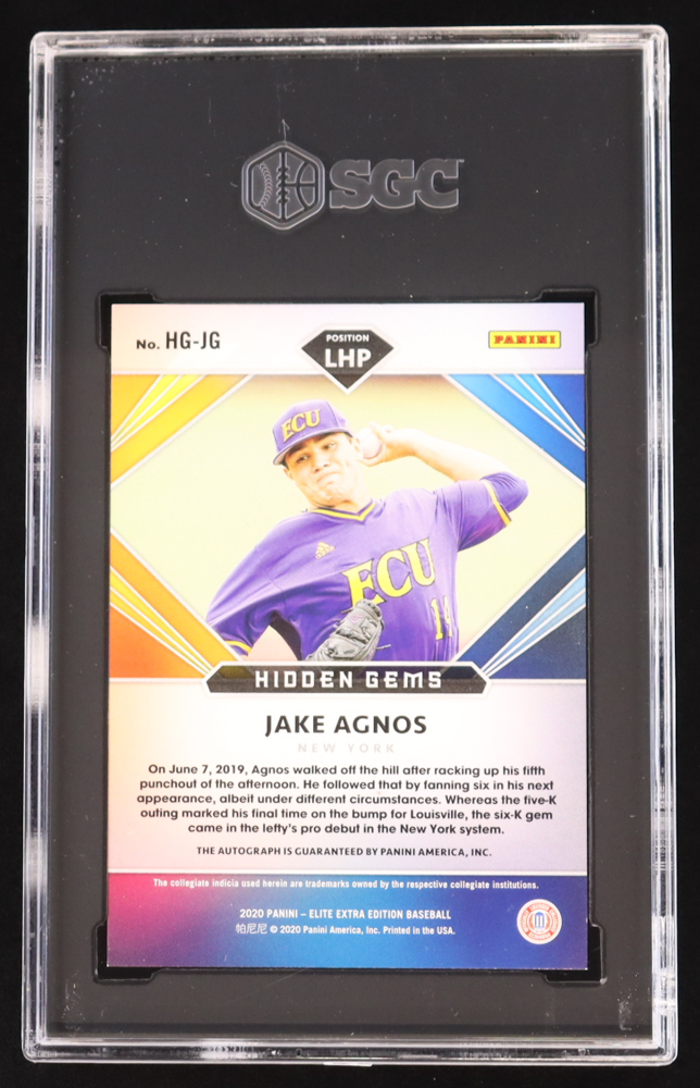 Jake Agnos 2020 Panini Elite Extra Edition Hidden Gems Auto #HG-JG RC (SGC 9.5 | Autograph Graded SGC 10) at PristineAuction.com Jake Agnos 2020 Panini Elite Extra Edition Hidden Gems Auto #HG-JG RC (SGC 9.5 | Autograph Graded SGC 10) at PristineAuction.com