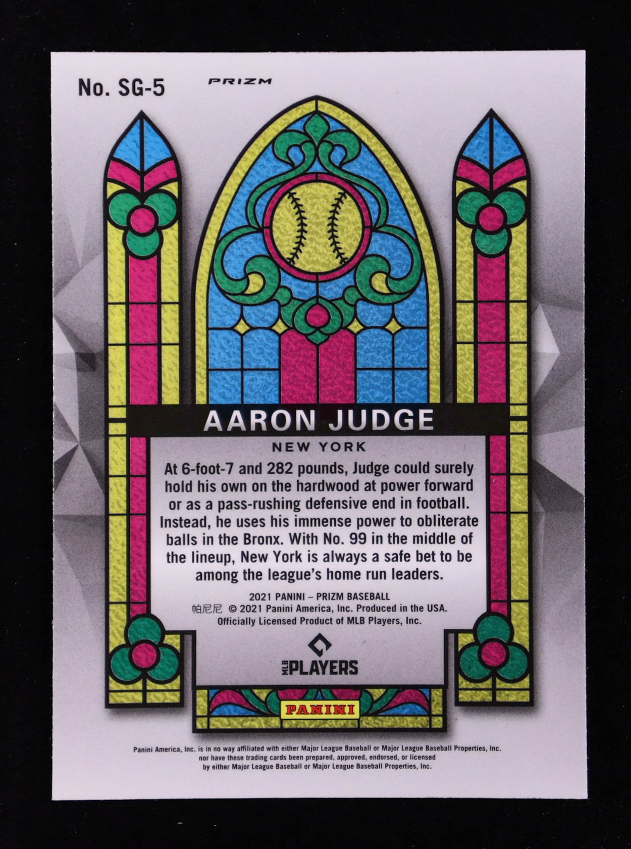 Aaron Judge 2021 Panini Prizm Stained Glass Prizms Red White and Blue #5 at PristineAuction.com Aaron Judge 2021 Panini Prizm Stained Glass Prizms Red White and Blue #5 at PristineAuction.com