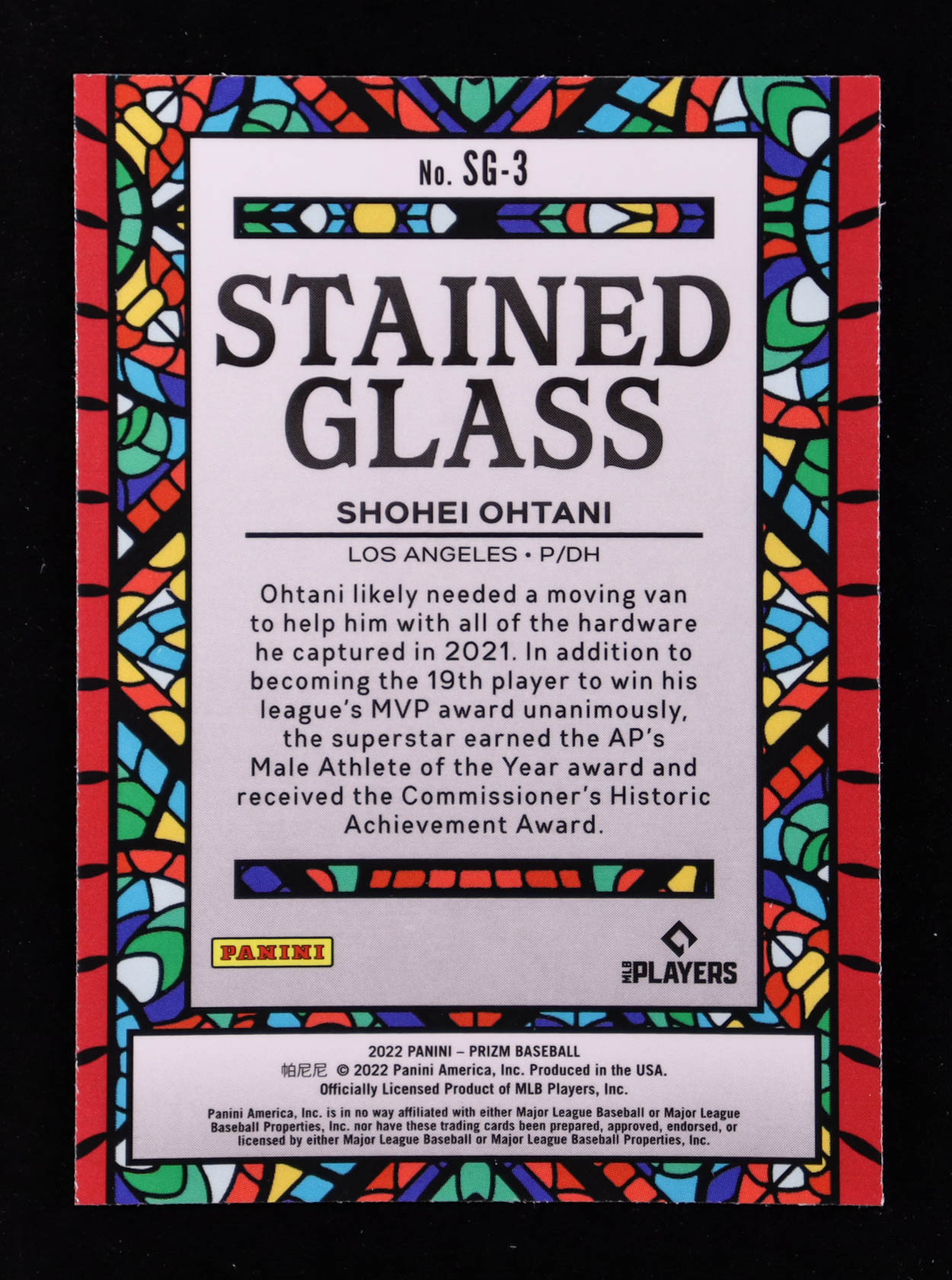 Shohei Ohtani 2022 Panini Prizm Stained Glass #3 at PristineAuction.com Shohei Ohtani 2022 Panini Prizm Stained Glass #3 at PristineAuction.com