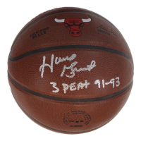 Horace Grant Signed Bulls Logo Basketball Inscribed "3 Peat 91-93 (Schwartz) at PristineAuction.com