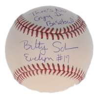 Bitty Schram Signed OML Baseball Inscribed "Evelyn" & "There's No Crying In Baseball!" (Schwartz) at PristineAuction.com