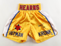 Thomas Hearns Signed Boxing Trunks Inscribed "Hitman" (Beckett) at PristineAuction.com